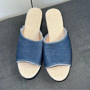 Denim Slide Platform Sandals Size 10